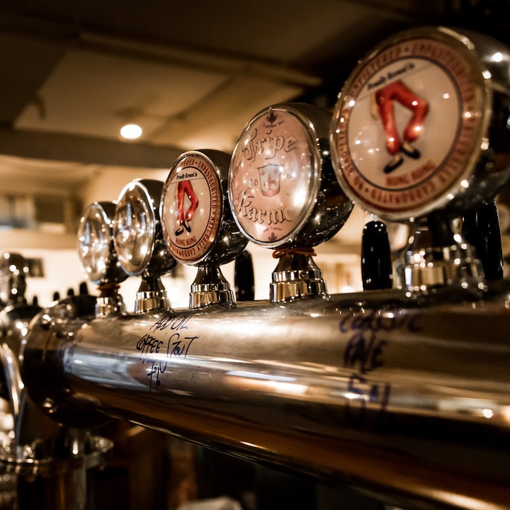 selection of pints available at The Globe in Hong Kong, a sports bar in Central