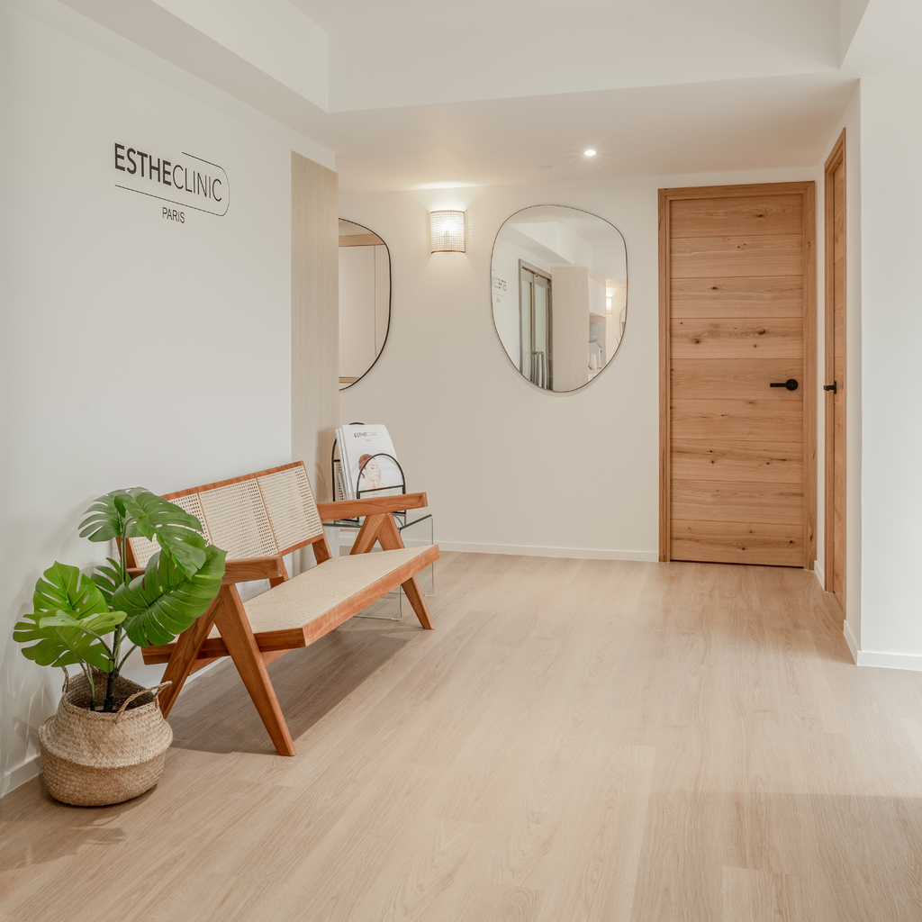 interior waiting room of estheclinic in tsim sha tsui, hong kong