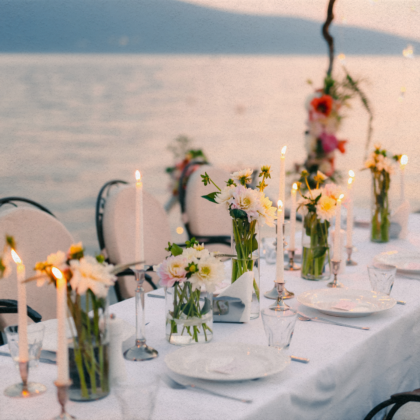 beautiful table spread on the beach, an example of what Hong Kong event services and caterers can do for events