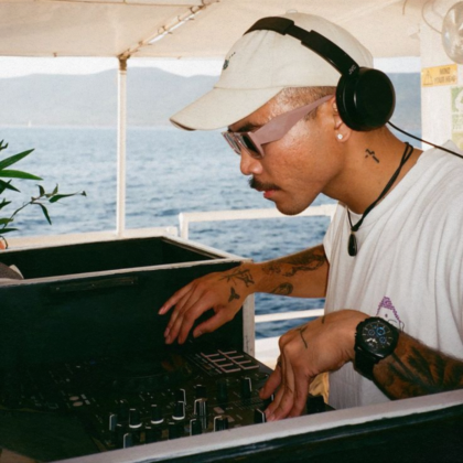 Hong Kong DJ playing tracks on a junk boat for a party