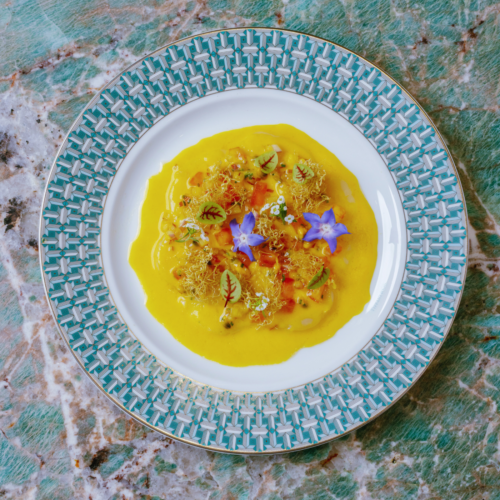 soup on blue porcelain plate from tiffany and co blue box cafe in causeway bay, a new restaurant opening in June 2026